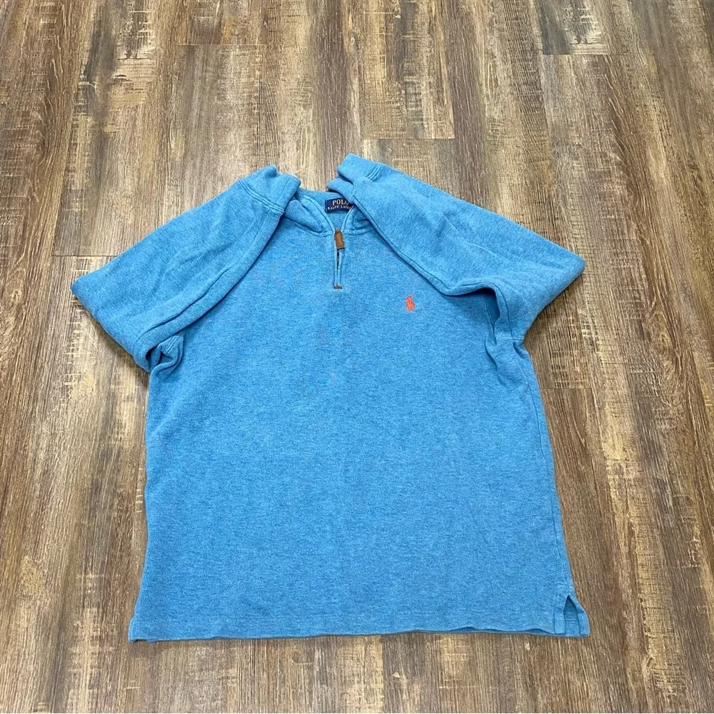 Polo Ralph Lauren Heather Blue‎ Knit Top 1/4” Zip Cotton Preppy Size Medium